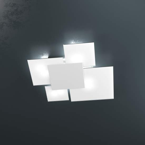 Plafoniera Contemporanea Upgrade Metallo Bianco E Vetro 4 Luci E27 71Cm 1148_70-BI