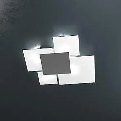 Plafoniera Contemporanea Upgrade Met. Antracite E Vetro 4 Luci E27 71Cm