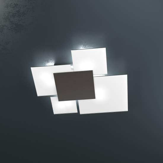 Plafoniera Contemporanea Upgrade Metallo Marrone E Vetro 4 Luci E27 71Cm 1148_70-MA