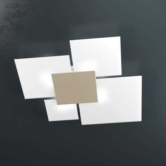 Plafoniera Contemporanea Upgrade Metallo Sabbia E Vetro 4 Luci E27 91Cm 1148_90-SA