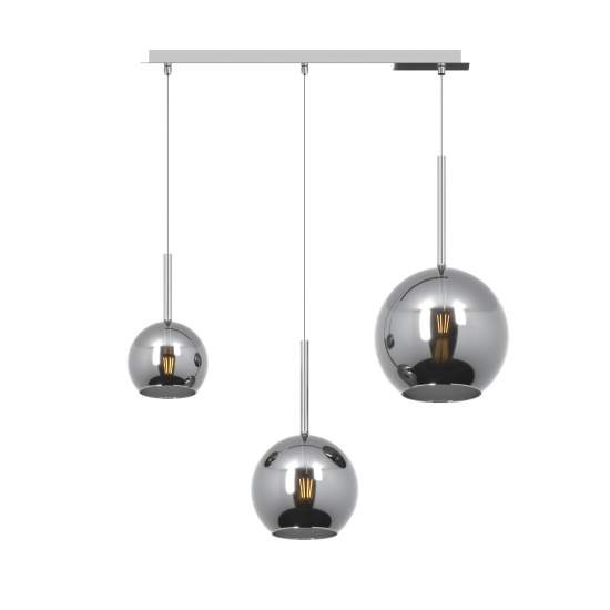 Sospensione Contemp. Rett. Future Metallo Cromo Vetro Cromo 3 Luci E27 1155CR_S3RMIX-CR