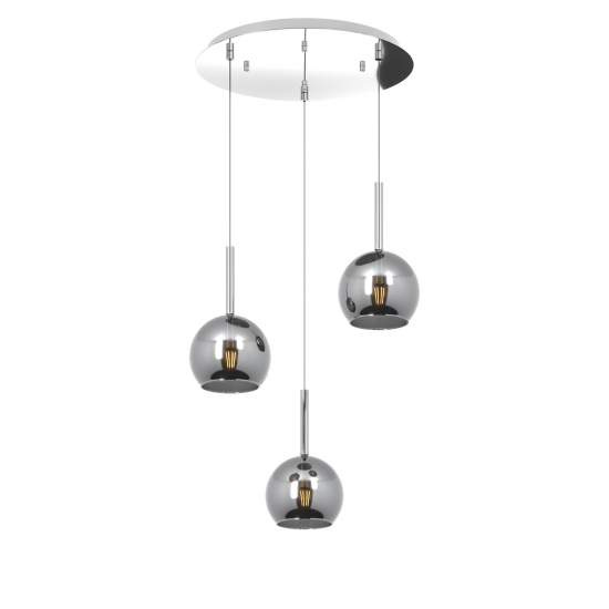 Sospensione Contemp. Rosone Tondo Future Met. Cromo Vetro Cromo 3 Luci E27 D42Cm 1155CR_S3TP-CR