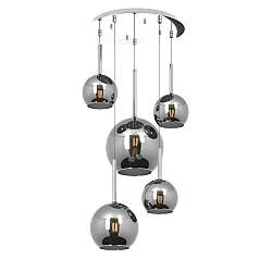 Lampadario Contemporaneo Future Metallo Cromo Vetro Mix 5 Luci E27