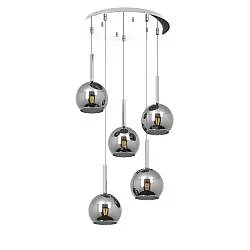 Lampadario Contemporaneo Future Metallo Cromo Vetro 5 Luci E27