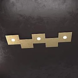 Applique Moderna 5 Moduli Eccentric Metallo Foglia Oro 3 Luci Gx53