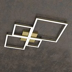 Plafoniera Moderna Quadrata Four Squares Alluminio Oro Oro Brunito Led 90W