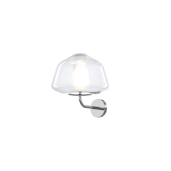 Applique Contemporanea Double Skin Alpha Metallo Cromo Vetro Trasp. 1 Luce E27 1176CR_A-ALPHA-TR
