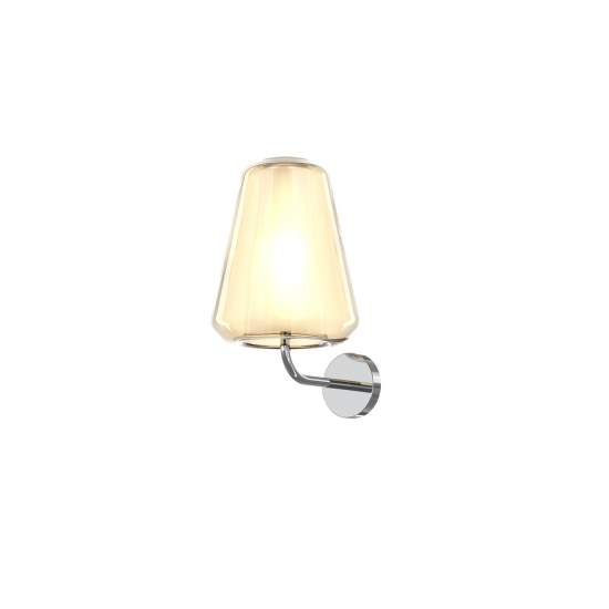 Applique Contemporanea Double Skin Gamma Metallo Cromo Vetro Ambra 1 Luce E27 1176CR_A-GAMMA-AM