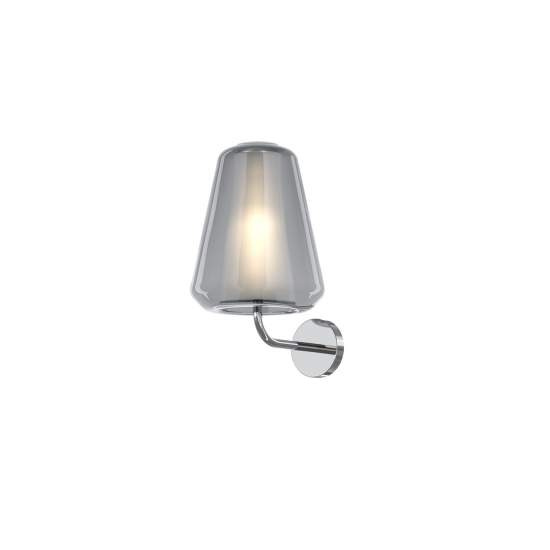 Applique Contemporanea Double Skin Gamma Metallo Cromo Vetro Fumè 1 Luce E27 1176CR_A-GAMMA-FU