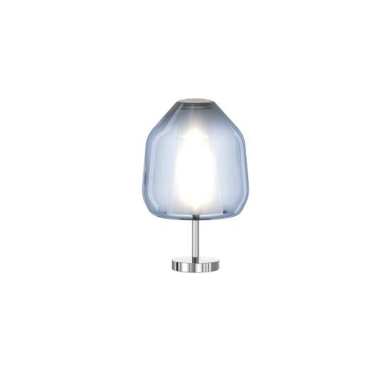 Lampada Contemporanea Double Skin Beta Metallo Cromo Vetro Blu 1 Luce E27 1176CR_P-BETA-BL