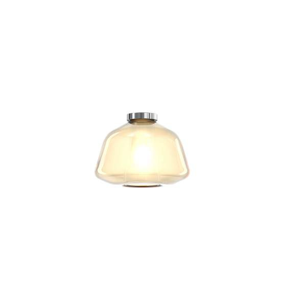 Plafoniera Contemporanea Double Skin Alpha Metallo Cromo Vetro Ambra 1 Luce E27 1176CR_PL1-ALPHA-AM