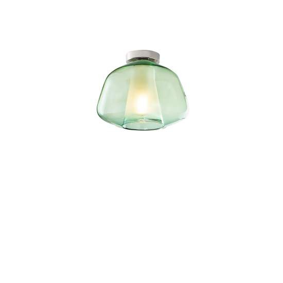 Plafoniera Contemporanea Double Skin Alpha Metallo Verde Vetro Cromo 1 Luce E27 1176CR_PL1-ALPHA-VE