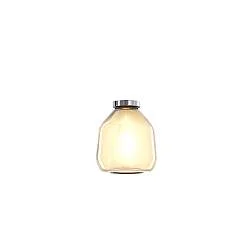 Plafoniera Contemporanea Double Skin Beta Metallo Cromo Vetro Ambra 1 Luce E27