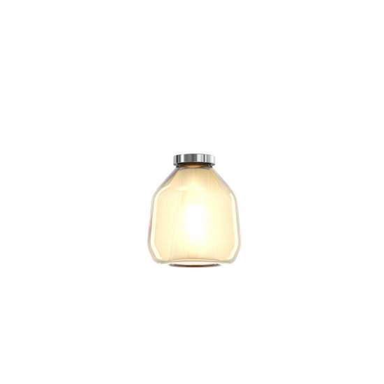 Plafoniera Contemporanea Double Skin Beta Metallo Cromo Vetro Ambra 1 Luce E27 1176CR_PL1-BETA-AM