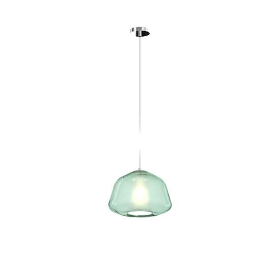 Sospensione Contemporanea Double Skin Alpha Metallo Cromo Vetro Verde 1 Luce E27 1176CR_S1-ALPHA-VE