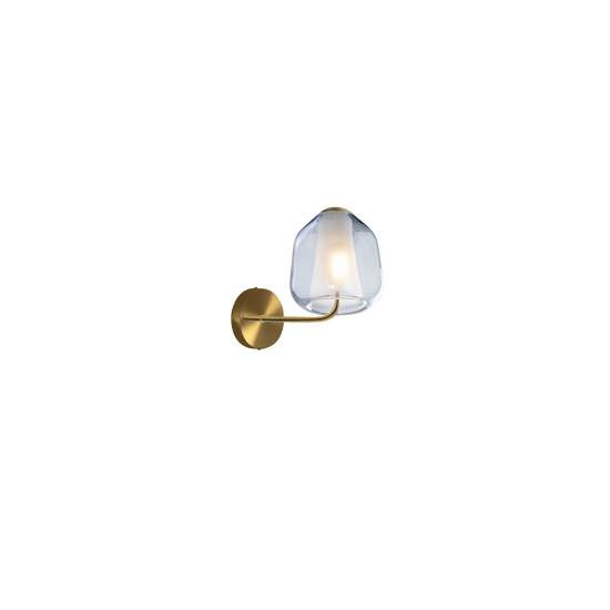 Applique Contemporanea Double Skin Metallo Ottone Vetro Blu 1 Luce E27 1176OS_A-BETA-BL