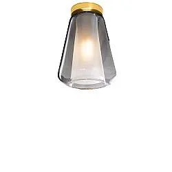 Plafoniera Contemporanea Double Skin Metallo Ottone Vetro Fumè 1 Luce E27