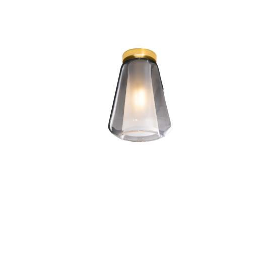 Plafoniera Contemporanea Double Skin Metallo Ottone Vetro Fumè 1 Luce E27 1176OS_PL1-GAMMA-FU