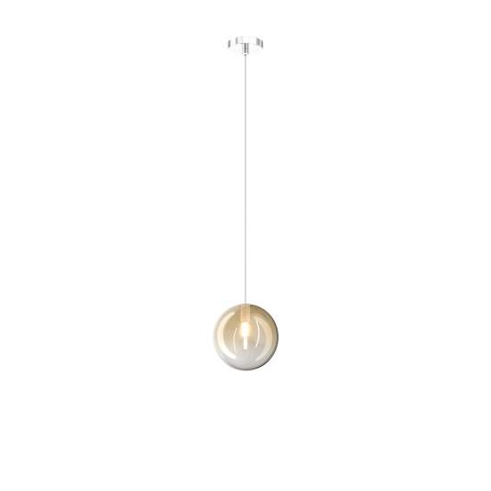 Sospensione Contemporanea Eclipse Metallo Cromo Vetro Ambra 1 Luce G9 1184CR_S1-AM