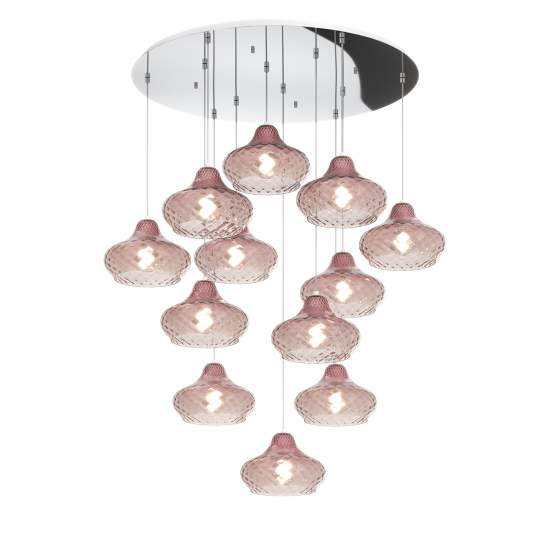 Lampadario Contemporaneo Dress Metallo Cromo Vetro Ruggine 12 Luci E27 1191CR_S12TP-RU