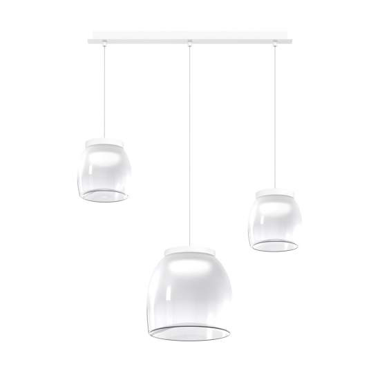 Lampadario Contemporaneo Drum Metallo Bianco Vetro 3 Luci Led 16-16W Calda 1192BI_S3RMIX-BI