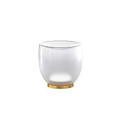 Abatjour Contemporaneo Drum Metallo Oro Vetro Bianco 1 Luce Led 12W Calda