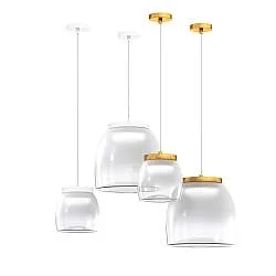 Lampadario Contemporaneo Drum Metallo Oro Vetro 1 Luce Led 16W Calda