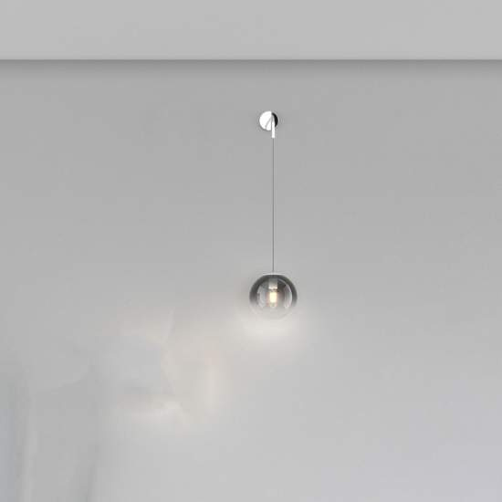 Applique Moderna Big Eclipse Metallo Cromo Vetro Fumè 1 Luce E27 1194CR_A-FU