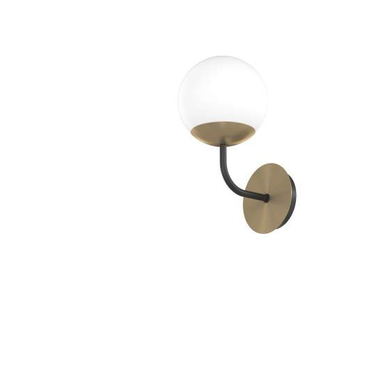 Applique Moderna Clear Metallo Nero E Ottone Vetro Bianco 1 Luce E27 1198_A1