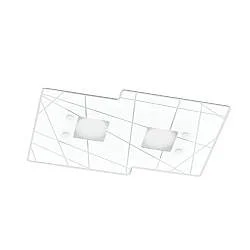 Plafoniera Contemporanea Focus Metallo Bianco Vetro 2 Luci Gx53