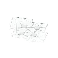 Plafoniera Contemporanea Focus Metallo Bianco Vetro 4 Luci Gx53