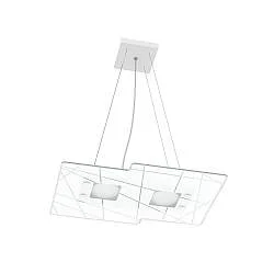Lampadario Contemporaneo Focus Metallo Bianco Vetro 2 Luci Gx53