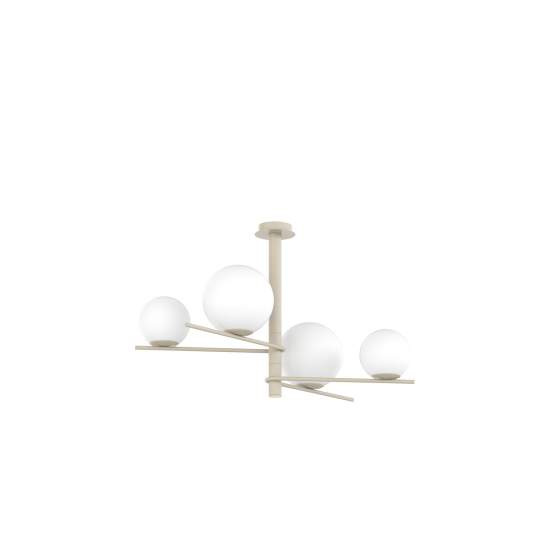 Lampadario Contemporaneo Boomerang Metallo Sabbia Vetro Bianco 4 Luci E27 1200_4