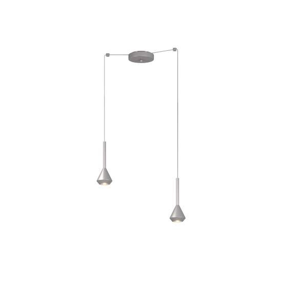 Lampadario Moderno Aygo Metallo Color Alluminio 2 Luci Gu10 1202AL_S2S-AL