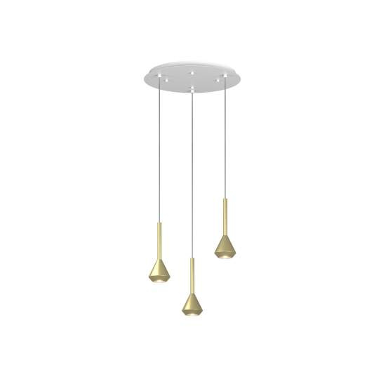 Lampadario Moderno Aygo Metallo Bianco E Ottone 3 Luci Gu10 1202BI_S3T-OT