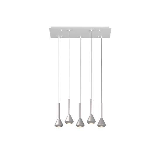 Lampadario Moderno Aygo Rettangolare Metallo Bianco E Alluminio 5 Luci Gu10 1202BI_S5R-AL