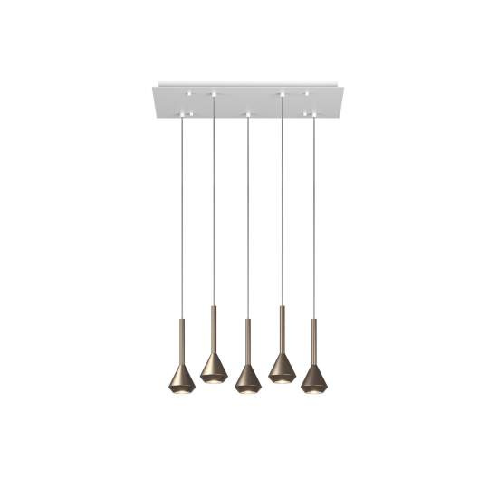 Lampadario Moderno Aygo Metallo Bianco E Bronzo 5 Luci Gu10 1202BI_S5R-BR