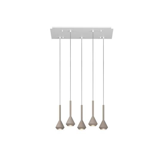 Lampadario Moderno Aygo Metallo Bianco E Sabbia 5 Luci Gu10 1202BI_S5R-SA