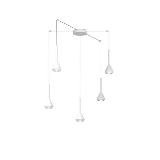 Lampadario Moderno Aygo Metallo Bianco 5 Luci Gu10 1202BI_S5S-BI
