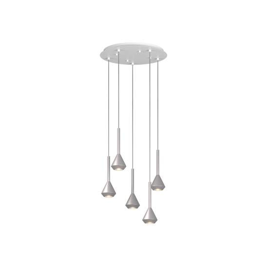 Lampadario Moderno Aygo Metallo Bianco E Alluminio 5 Luci Gu10 1202BI_S5T-AL