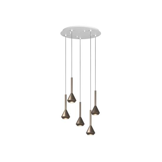 Lampadario Moderno Aygo Tondo Metallo Bianco E Bronzo 5 Luci Gu10 1202BI_S5T-BR