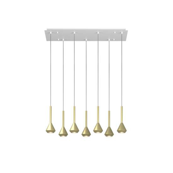 Lampadario Moderno Aygo Metallo Bianco Ottone 7 Luci Gu10 1202BI_S7R-OT