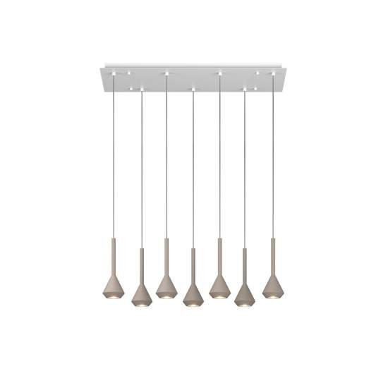 Lampadario Moderno Aygo Metallo Bianco E Sabbia Marrone 7 Luci Gu10 1202BI_S7R-SA