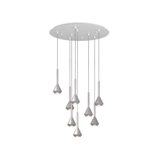 Lampadario Moderno Aygo Tondo Metallo Bianco E Alluminio 7 Luci Gu10 1202BI_S8T-AL