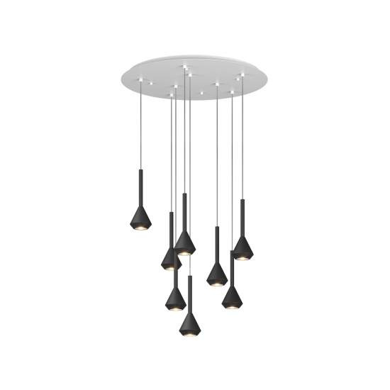 Lampadario Moderno Aygo Metallo Bianco Nero 8 Luci Gu10 1202BI_S8T-NE
