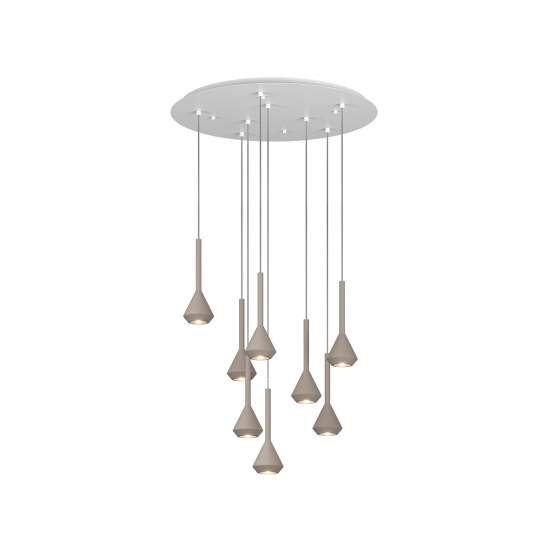 Lampadario Moderno Aygo Metallo Bianco E Sabbia Marrone 8 Luci Gu10 1202BI_S8T-SA