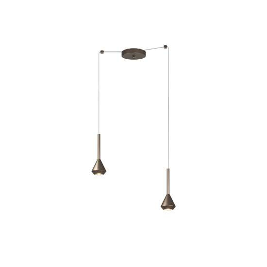 Lampadario Moderno Aygo Metallo Bronzo 2 Luci Gu10 1202BR_S2S-BR