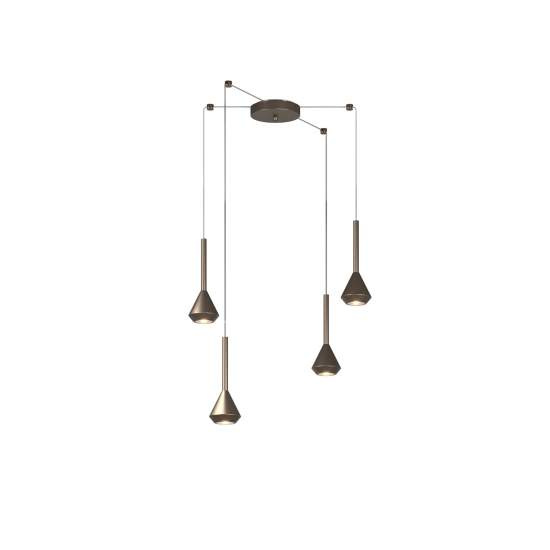 Lampadario Moderno Aygo Metallo Bronzo 4 Luci Gu10 1202BR_S4S-BR