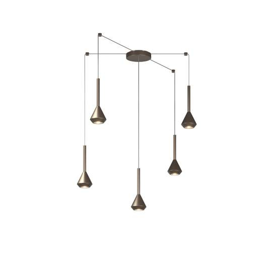 Lampadario Moderno Aygo Metallo Bronzo 5 Luci Gu10 1202BR_S5S-BR