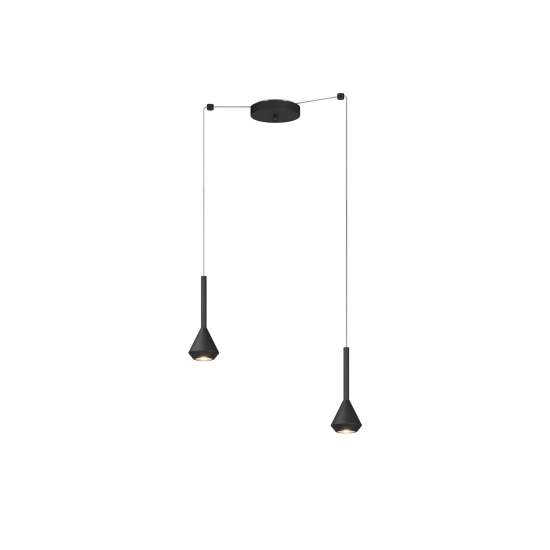 Lampadario Moderno Aygo Metallo Nero 2 Luci Gu10 1202NE_S2S-NE